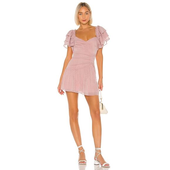 Tularosa Dresses & Skirts - Tularosa Lilou Dress Petal Pink Flutter Sleeve Feminine Cottagecore Prep Blush S